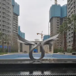 艺尔美不锈钢抽象雕塑 天使的翅膀发光雕塑 天使之翼不锈钢雕塑小品