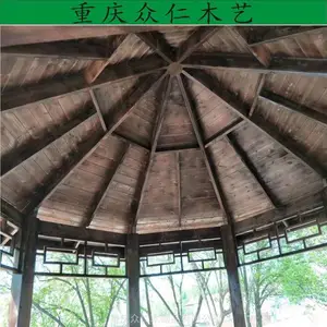 资阳景区芬兰木现代四角亭 实木传统结构六角亭设计安装 众仁木艺