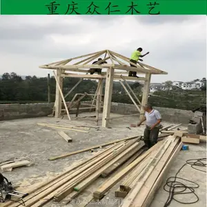 丰都景区实木彩绘凉亭 樟子松双檐仿古凉亭报价 众仁木艺