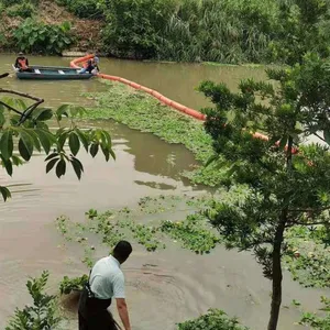 河道漂浮垃圾阻拦索浮筒 绳索串联柔性拦河索塑料浮体