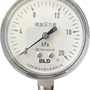 原厂货源brighty|BLD|布莱迪不锈钢膜盒微压表YEF-65微压20kpa天然气氧气