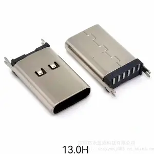 TYPE-C6P立贴母座 加高款 H=13.0/13.7/15.0mm 180度立式贴片母座