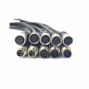 M8连接器带线A编码3-8芯公母直头弯头IP67防水传感器线