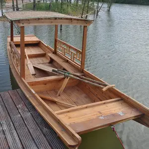 观光旅游双蓬船餐饮公园木船摇橹船手划船影视道具船