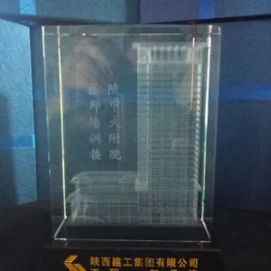西安水晶内雕摆件建筑模型新楼开盘纪念品定制商务办公庆典礼品定做