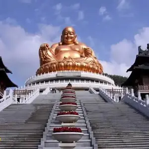 景区石雕佛像 花岗岩大肚弥勒佛 寺院大型石头佛坐像雕塑