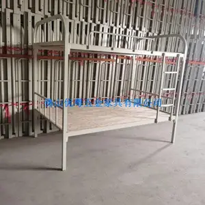 供应佛山优粤金属铁床成人上下铺床架简约工地用六脚碌架床厂家