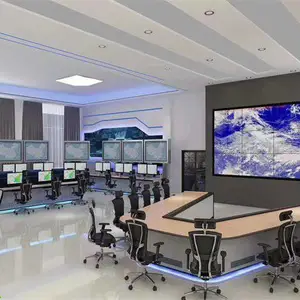 简约现代科技烤漆操作指挥中心调度台操控台监控室办公桌椅