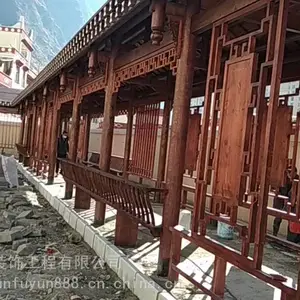 南充中式榫卯木凉亭/碳化木廊架批发/来图设计施工安装