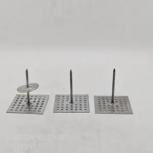 不锈钢多孔保温钉 50*50mm 方底座网孔岩棉钉 胶水粘贴款 配套圆形锁片