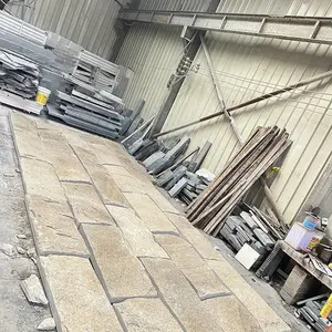 黄金麻自然面石皮 黄锈石自然面石材 厚度8-12公分天然石皮