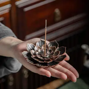 仿古铜荷花多孔合金莲花香插创意设计定制线香插