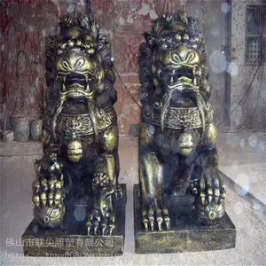 联尖景观雕塑厂家 铸铜景观雕塑 庄严狮子雕塑摆件