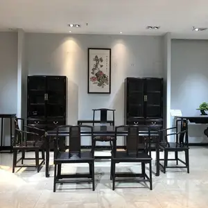 总裁办公室规定使用茶桌一台五椅子紫光檀庄重材质气场霸气