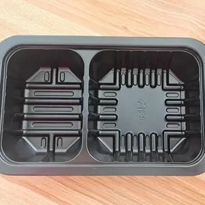 双格防串味气调盒 生鲜果蔬分隔保鲜塑料托盒 外卖打包一次性塑料盒
