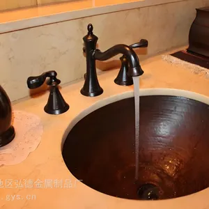工厂直供纯铜材质纯手工制作浴室铜洗脸盆铜洗手盆