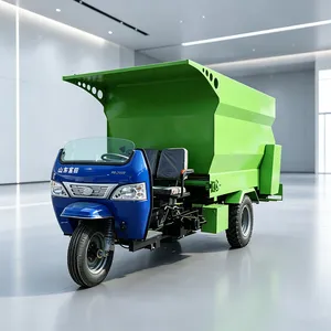 牛羊饲喂青贮三轮撒料车 养殖用五立方投料机 双向下料刮板喂料车