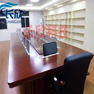 乌鲁木齐SF324 升降屏幕会议桌 胡桃木升降电脑桌 电脑自动升降桌