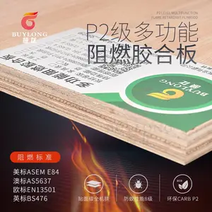 颉龙足厚阻燃板E84美标阻燃胶合板 家具夹板出口FSC多层板A级证书