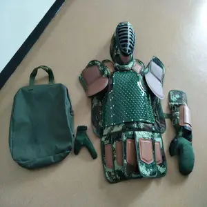 擒敌护具全套 武术防护绿色散打护具 跆拳道护胸训练护具 散打护具5件套