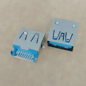 AF 3.0沉板母座 9P 沉板3.5 沉板带翅膀 180度贴片SMT 直边 蓝胶