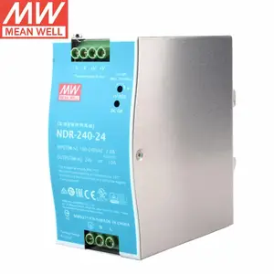 明纬开关电源NDR-240-24,导轨安装,具有PFC功能,24V10A
