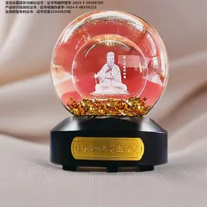 港澳旅游纪念新款礼品 有求必应黄大仙招财金箔水晶球厂家批发定制