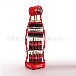 厂家定制铁质饮料瓶陈列架 红色可口可乐展示货架 大瓶可乐展柜