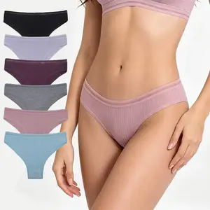 欧美简约女士内裤跨境希音螺纹三角裤纯色外贸女式内裤源头厂家