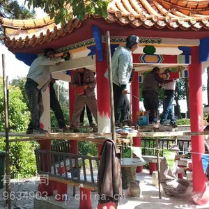 云南昆明古建筑彩绘古建筑墙绘墙画寺庙背景墙绘画