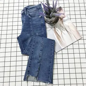 韩版破洞【欧宝】小脚牛仔裤女裤品牌折扣 广州库存尾货折扣女装批发一手货源