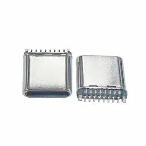 Type-C 16P 公头立式贴片L=8.5mm 拉伸壳 卡勾脚1.0