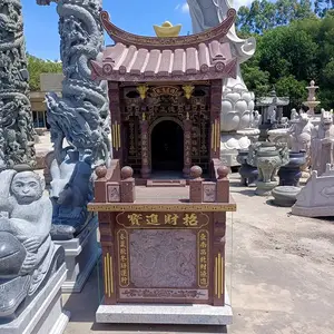 乡村***土地公土地婆神庙 印度红佛像神龛 石雕佛龛