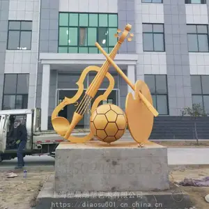 杭州商业街镂空大提琴雕塑 景观乐器定制