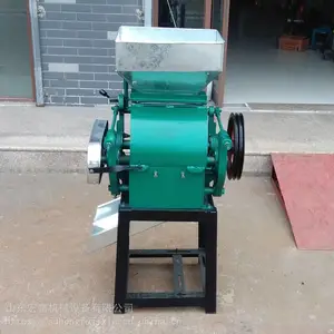 小型电动小麦挤扁机 20型荞麦大米挤扁机 立式大米粮食压扁机 宏富机械