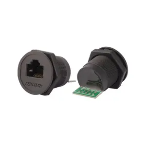 LSHITECH龙仕 RJ45焊线母座带PCB板 网线信号防水连接器