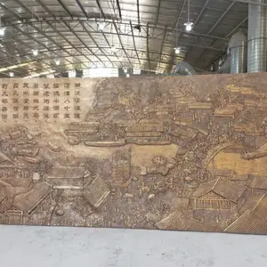 玻璃钢山水画浮雕 酒店内墙浮雕墙雕塑挂件 仿铜玻璃钢浮雕模型