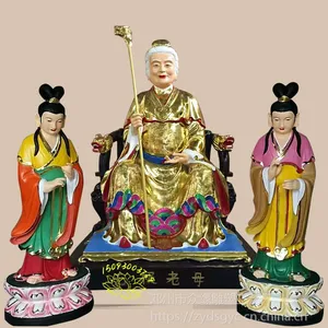 道教神像厂家批发 无级老母神像 贴金无极母塑像 大型玻璃钢工艺