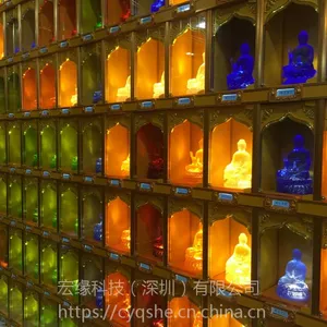 寺庙装饰万佛龛琉璃墙大殿供灯智能万佛工程支持微信扫码网上供灯宏缘科技