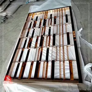 莱阳市不锈钢激光切割中式花格冠宸艺术夹丝玻璃屏风隔断厂家定制