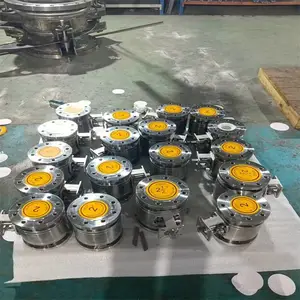 316L材质气动陶瓷球阀Q641TC-25RL DN300耐磨抗石灰浆液颗粒防爆全衬不锈钢
