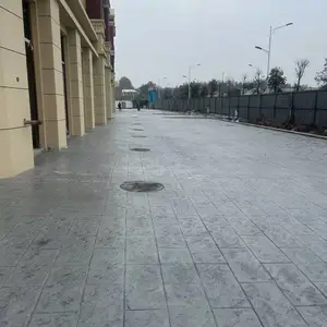 灰色工字砖水泥印花地面施工报价景区彩色混凝土强化料模具免费