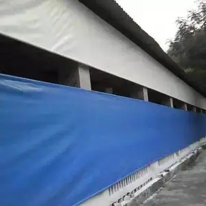 养殖场猪舍卷帘布按尺寸定做 蓝色保温帆布帘