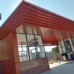 小区门牌坊屋檐装修深色铝板 欧陆木纹2.5厚铝单板 异形铝板