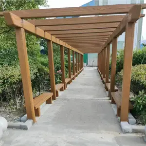 中珺园林设计葡萄架 景区公园水泥仿木长廊 户外攀爬藤藤架