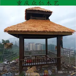 正安实木彩绘凉亭 樟子松仿古六角亭设计安装 众仁木艺