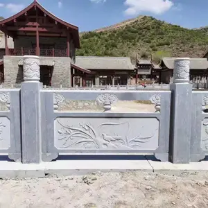 古建石雕栏杆 寺庙青石栏杆板 石材围栏 技艺精湛 注重细节
