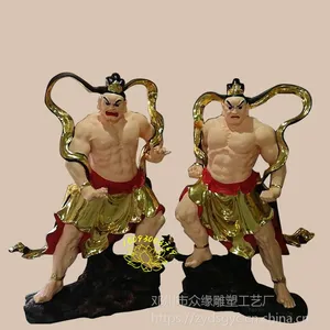 专业神像厂家定做大量优质树脂工艺品 玻璃钢哼哈二将佛像贴金 寺庙金刚力士神像