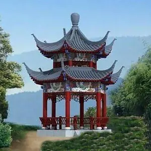 常年供应 木质长廊 仿古凉亭 凉亭水榭 若艺供应