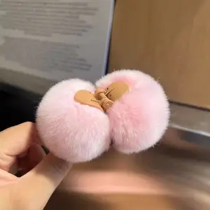 百搭小毛球发夹仿濑兔毛抓夹秋冬网红毛绒小夹子碎发夹发饰女